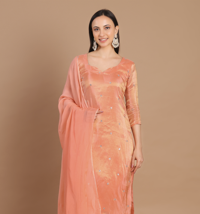 Tangerine Orange Premium Silk Kurta Set