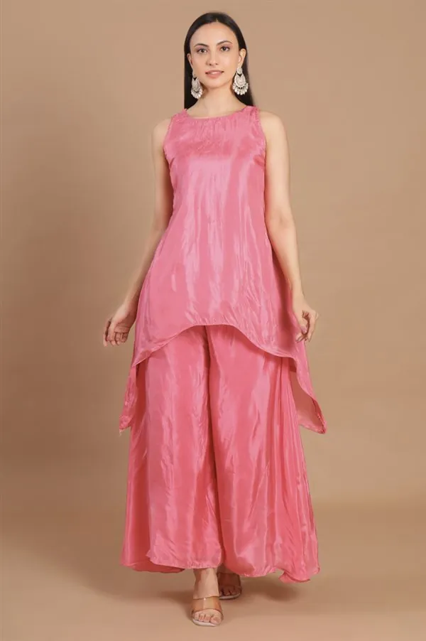 Dusty Pink Asymmetric Kurta Set